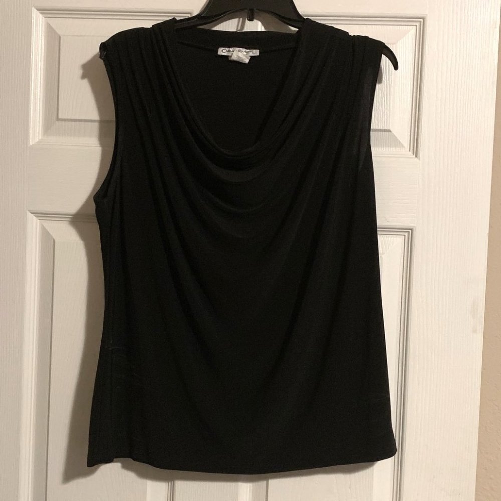 Claudia Richard XL Black Sleeveless Career Blouse Like New